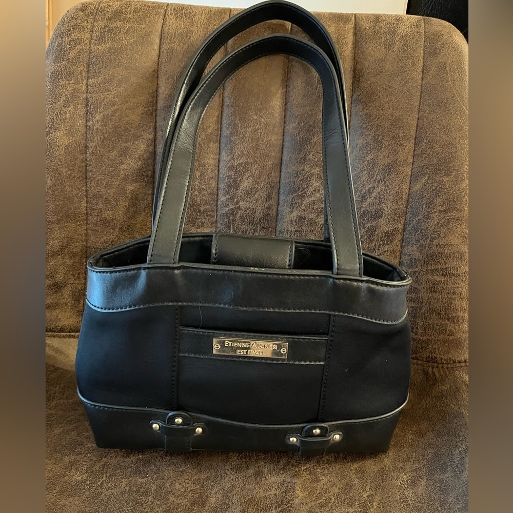 Etienne Aigner Black Baguette Shoulder Handbag Purse Bag
